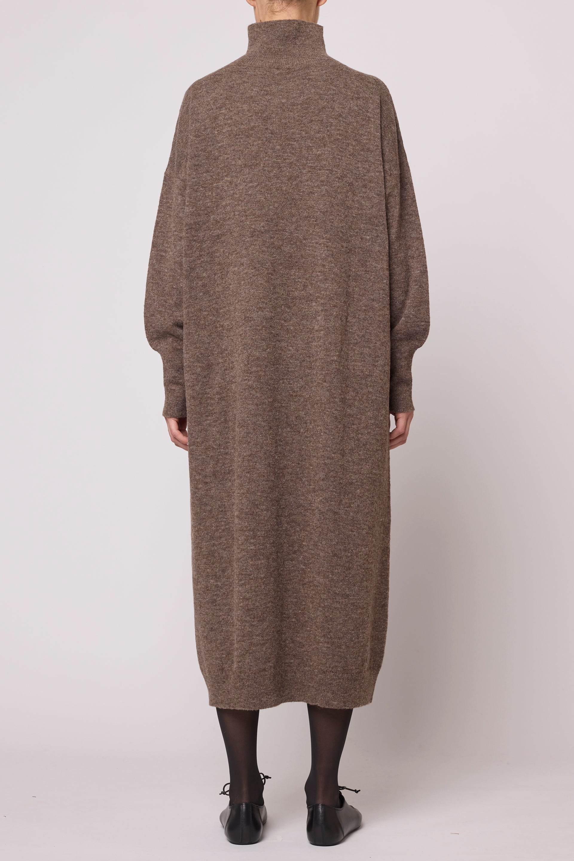 Soft Turtleneck Dress in High Gauge Alpaca