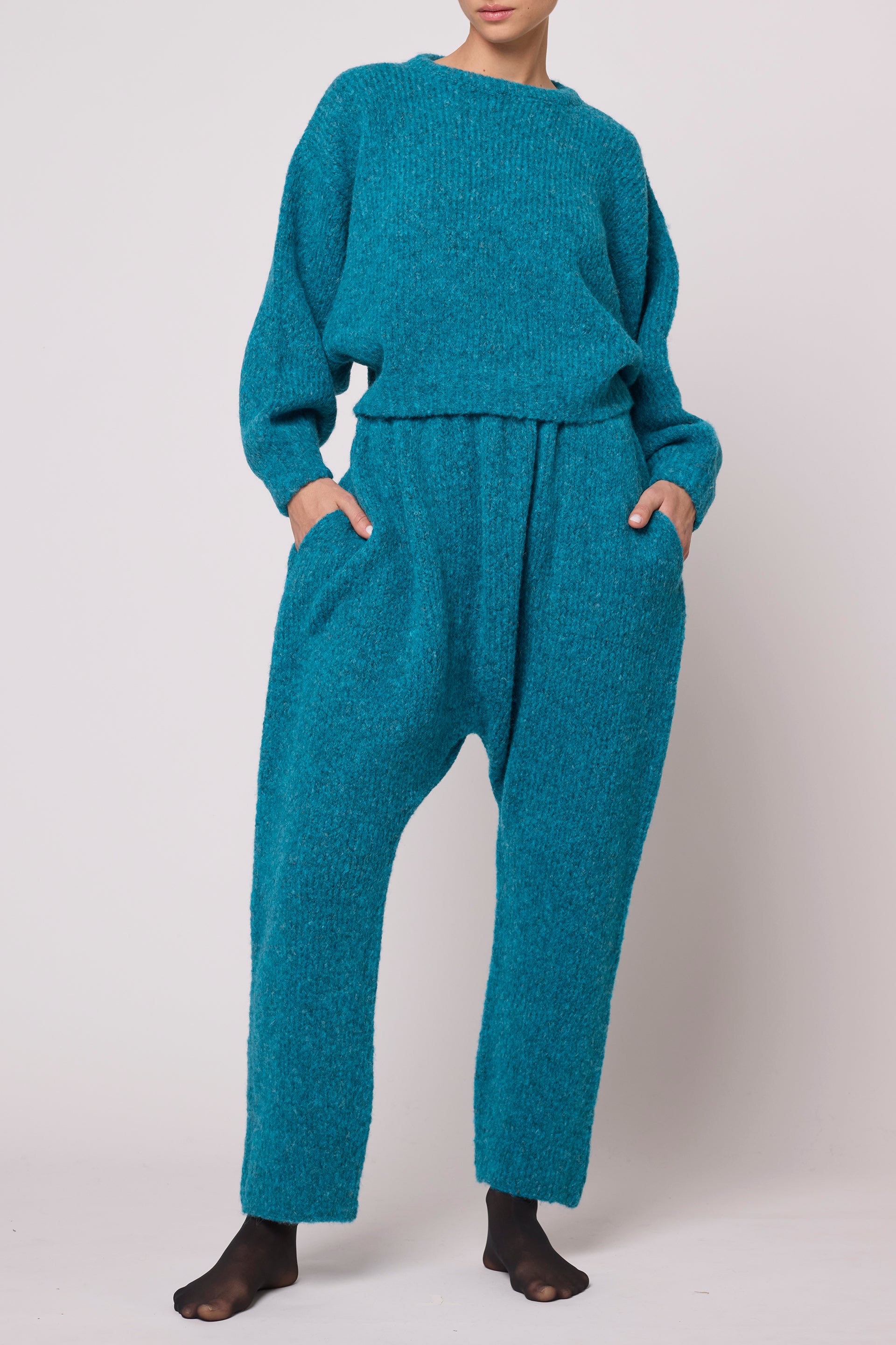 Balloon Sleeve Sweater in Supreme Alpaca - Teal