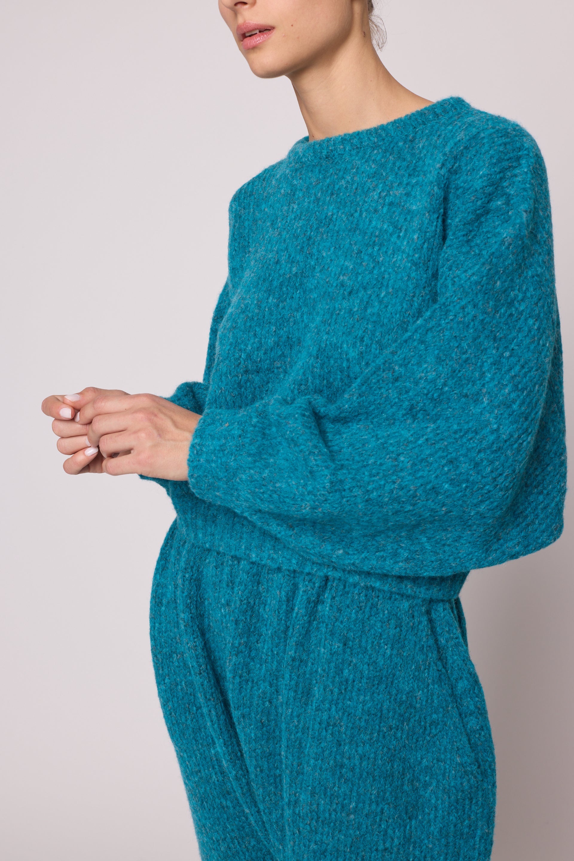 Balloon Sleeve Sweater in Supreme Alpaca - Teal