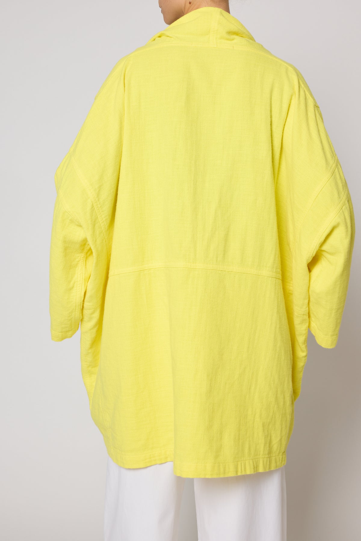 Haori Coat in Double Layer Gauze - Lemon Yellow