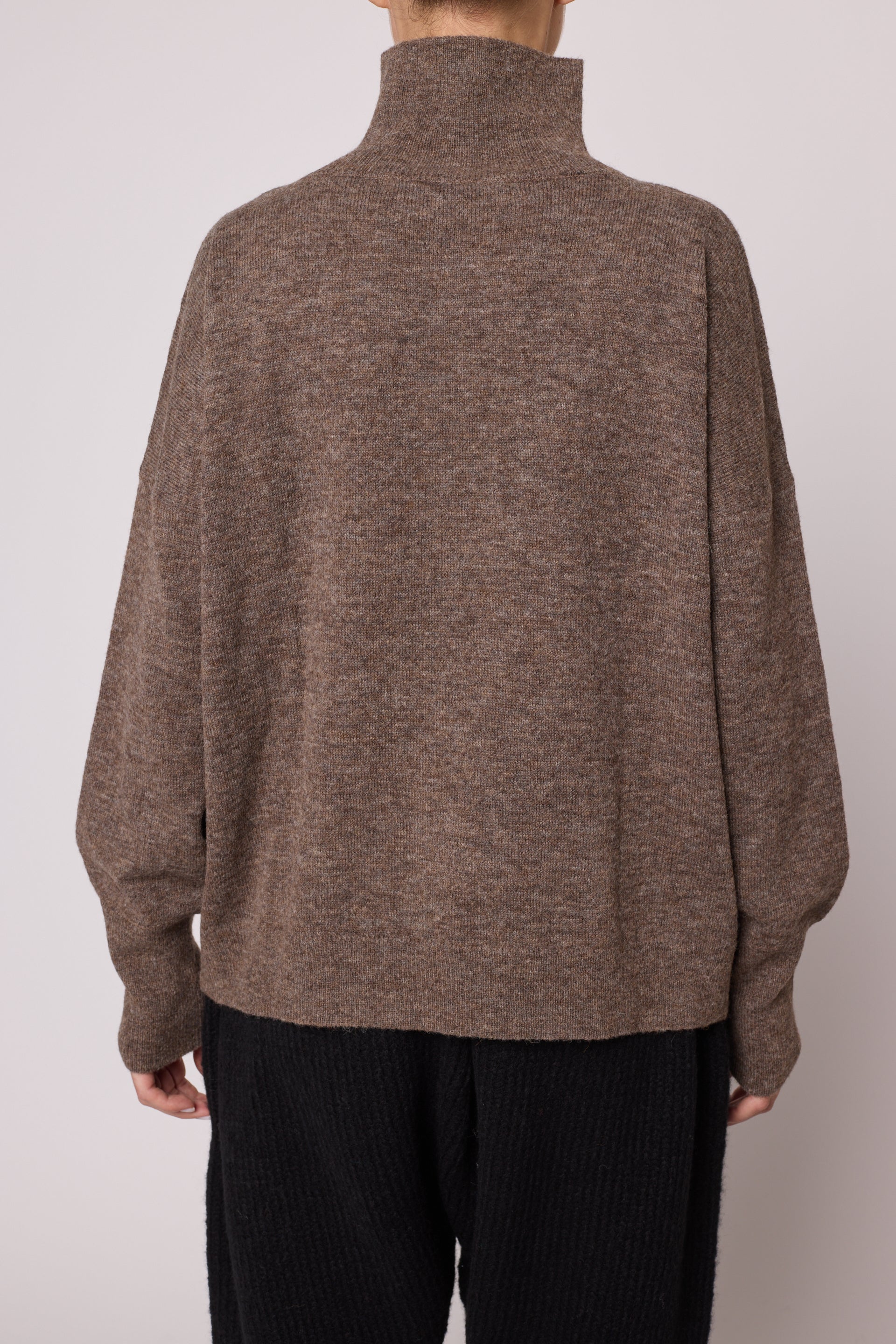 Soft Turtleneck Sweater in High Gauge Alpaca - Mocha