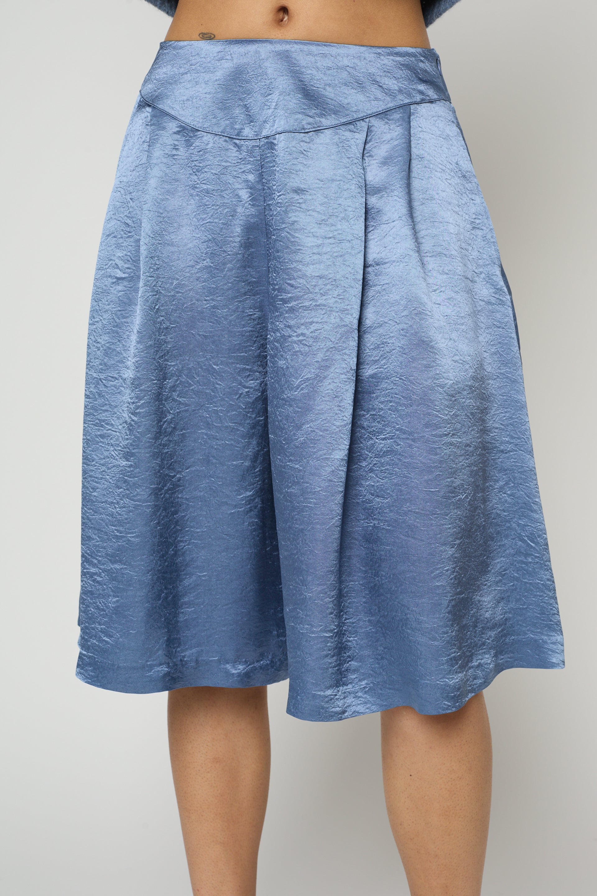 Long Shorts in Crinkled Satin