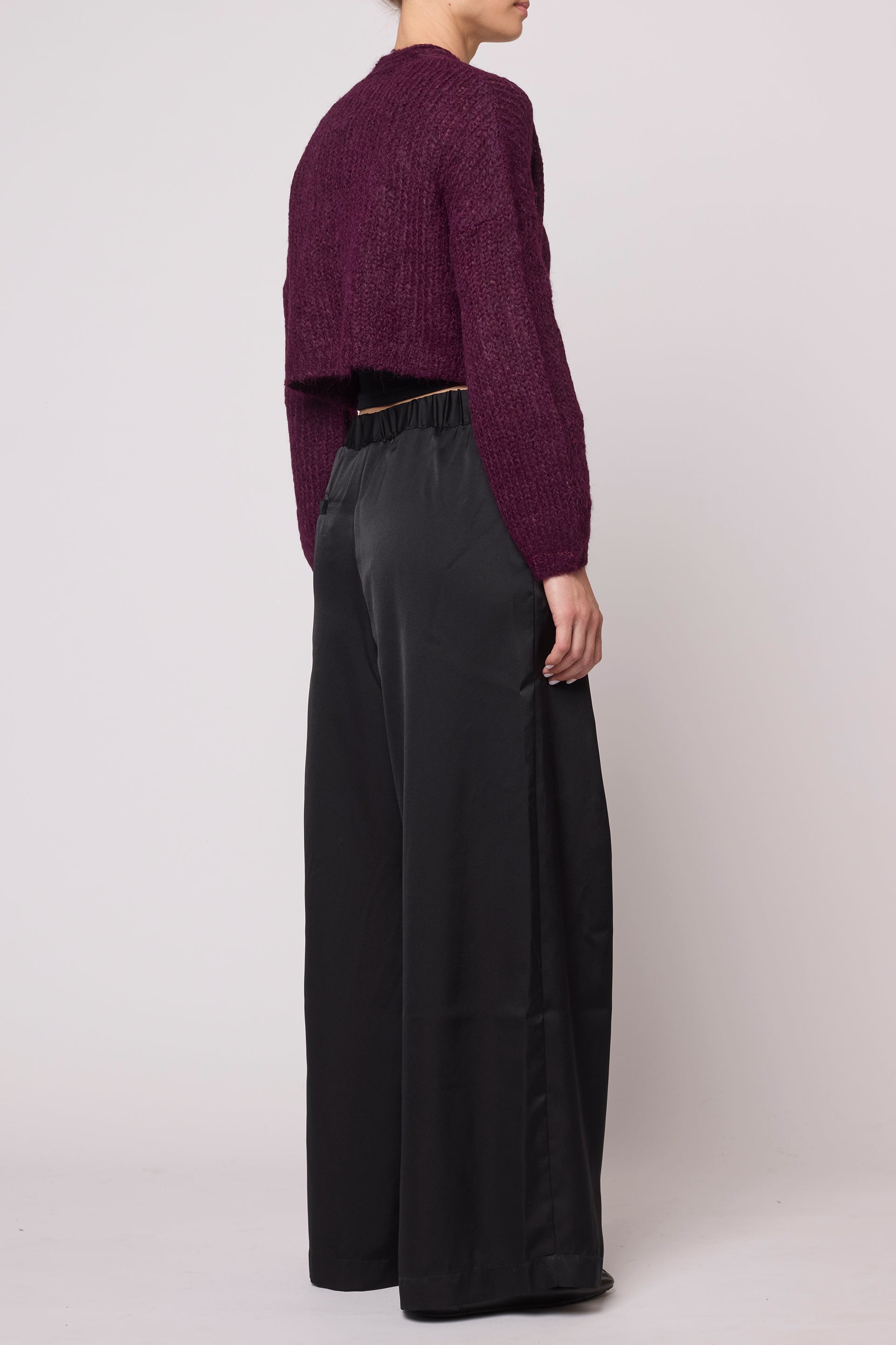 Super Crop Cora Cardigan in Suri Alpaca - Deep Orchid