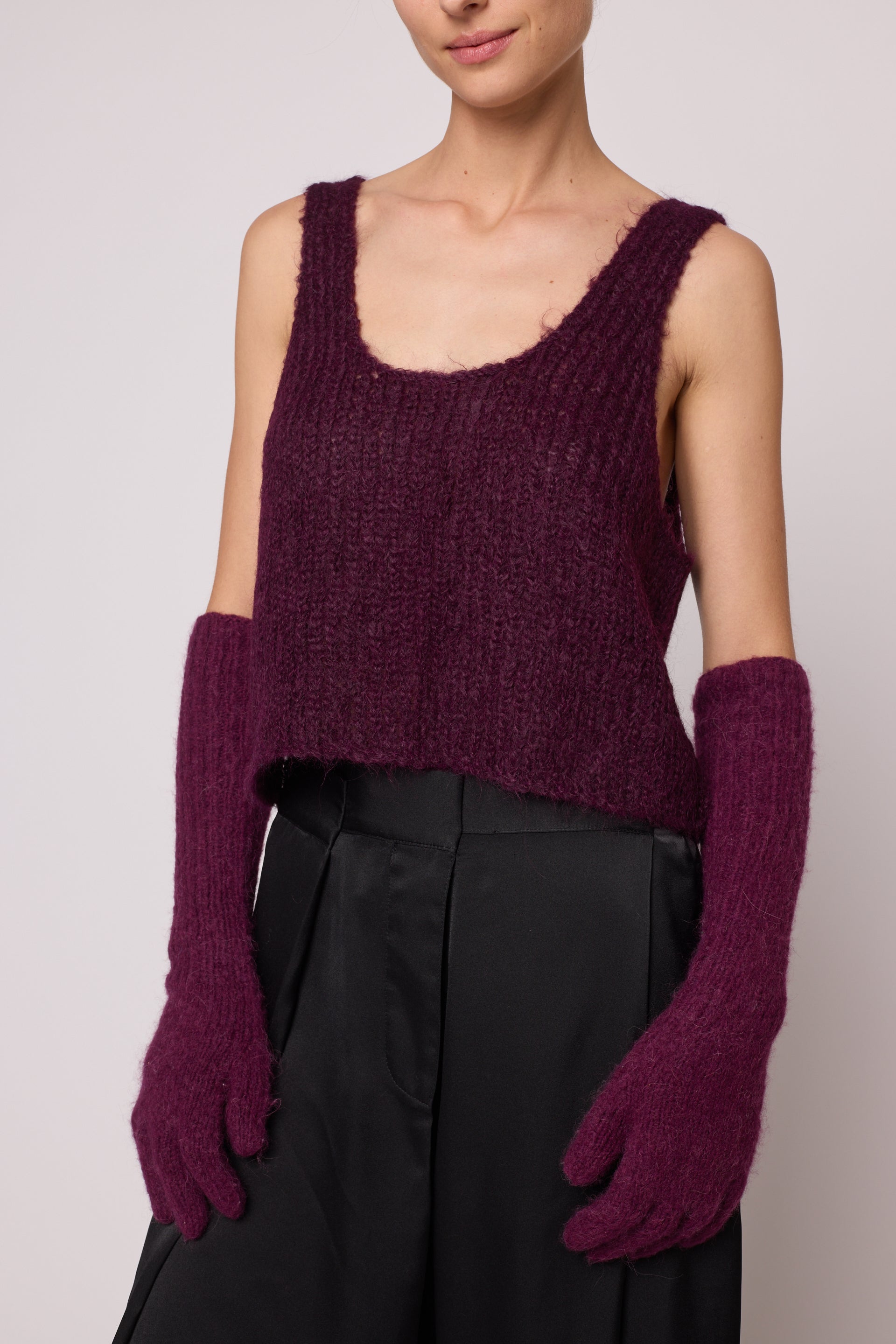 Super Crop Tank in Suri Alpaca - Deep Orchid