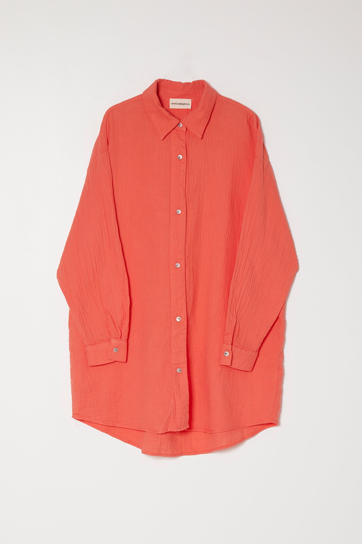 Oversized Overlay Shirt in Crinkled Cotton Gauze at Atelier Delphine