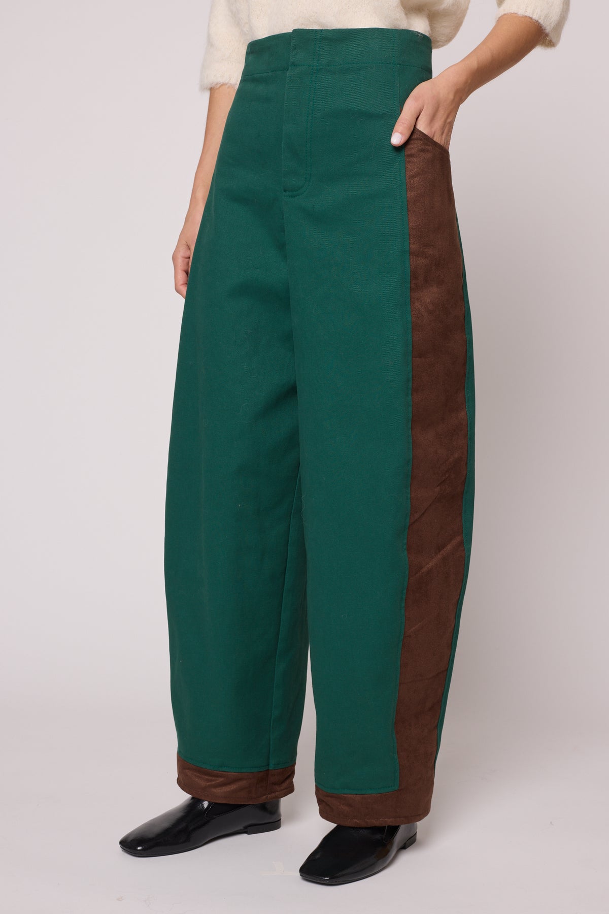 Dakar Pant in Twill with Vegan Suede - Ocean Green