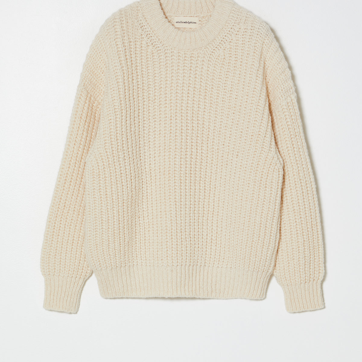 Rib Crewneck Sweater in Alpaca Pima Blend at Atelier Delphine