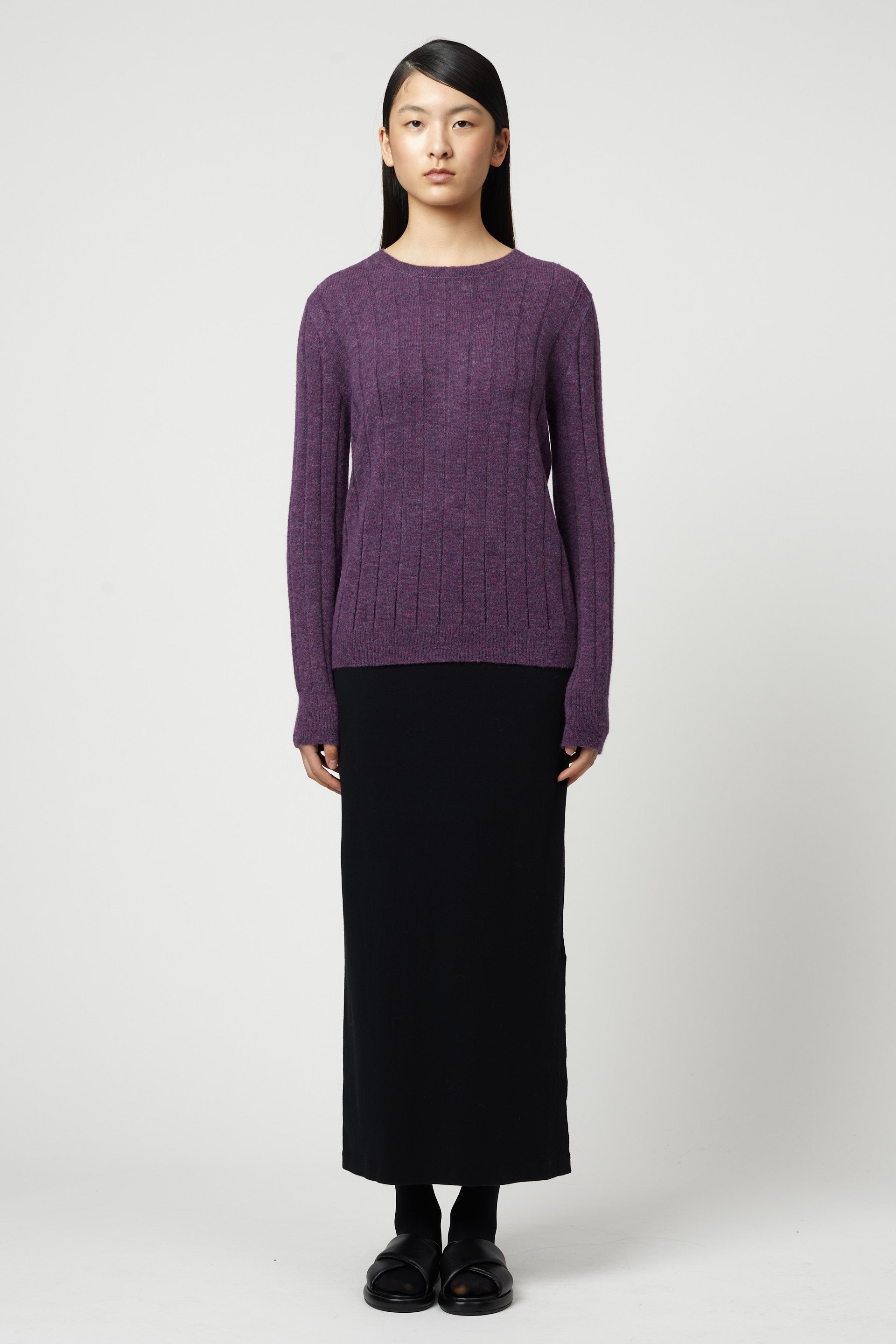 Rib Crewneck Top in Superfine Alpaca