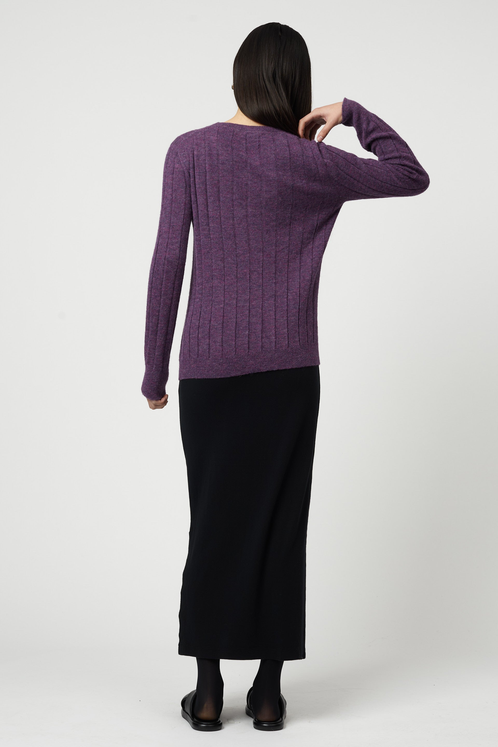 Rib Crewneck Top in Superfine Alpaca