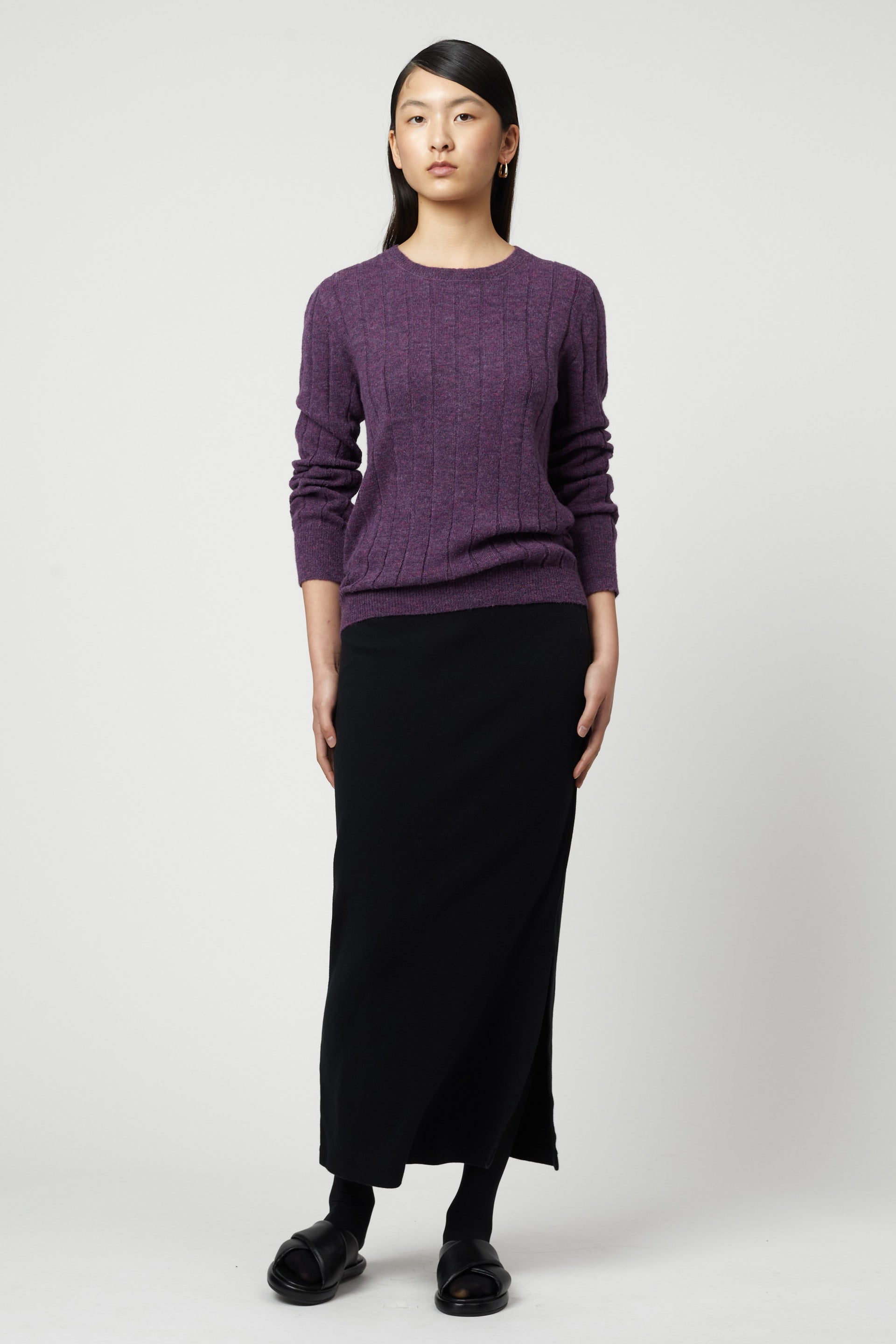 Rib Crewneck Top in Superfine Alpaca