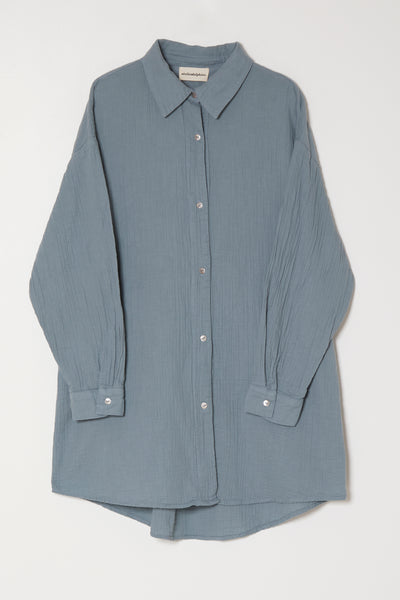 Oversized Overlay Shirt in Crinkled Cotton Gauze at Atelier Delphine