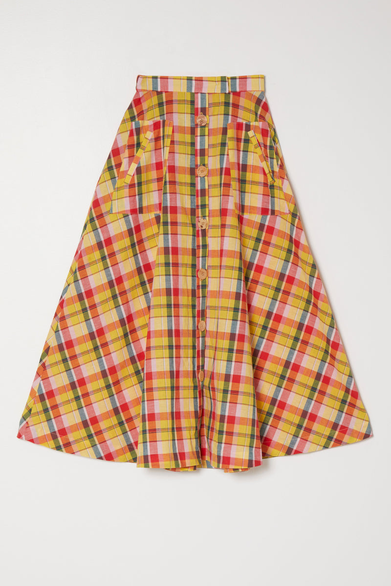 Saki Skirt in Yellow Plaid