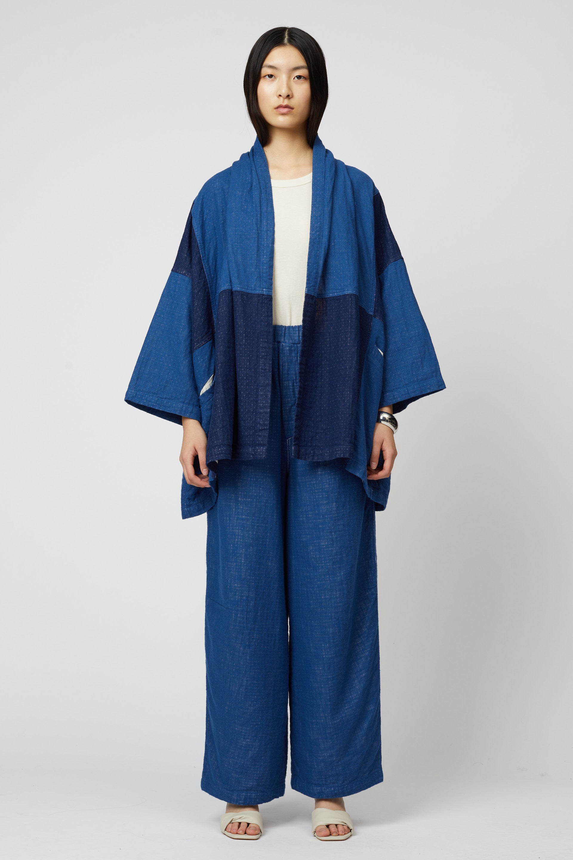 Haori Coat in Patchwork Gauze at Atelier Delphine