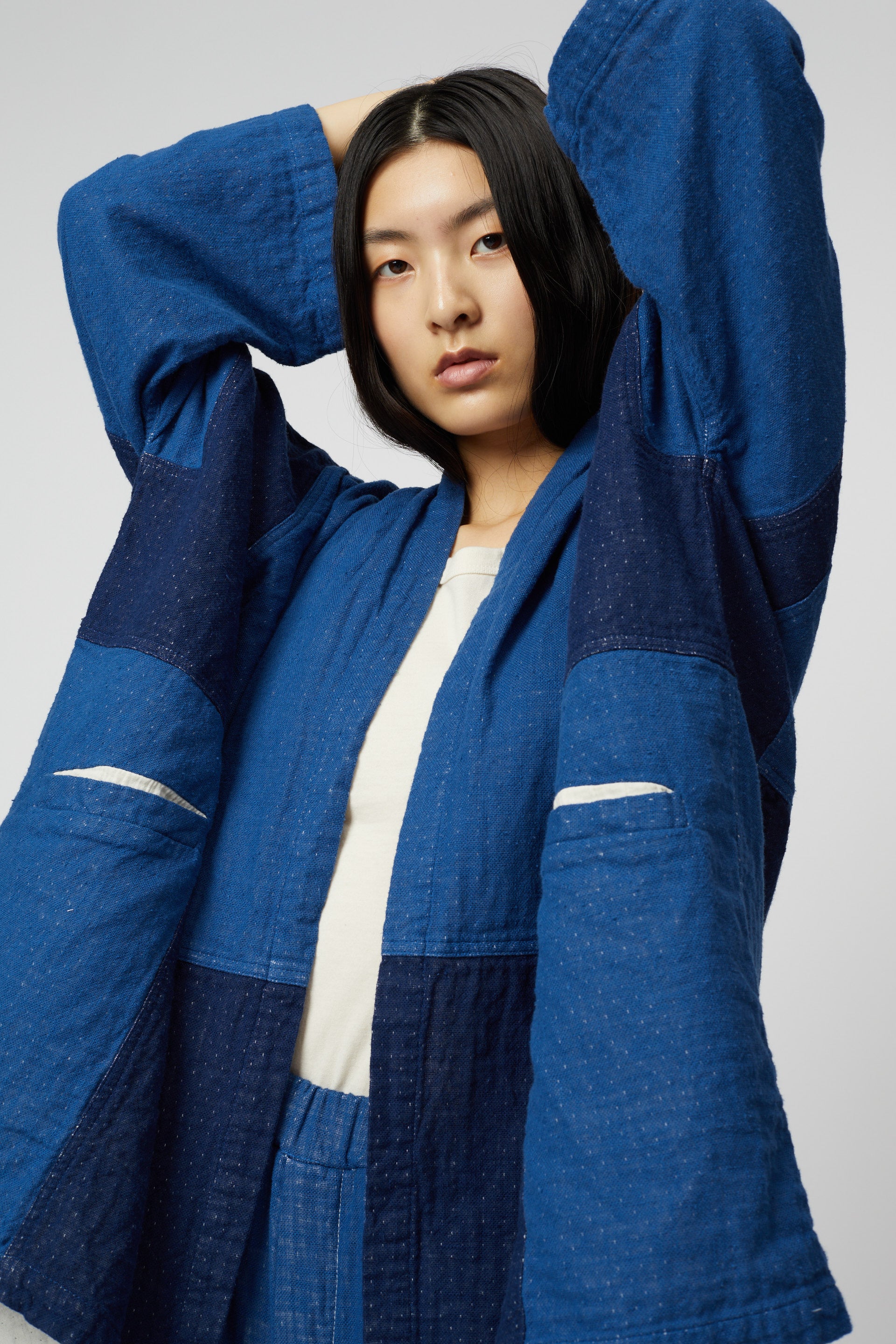 Haori Coat in Patchwork Gauze at Atelier Delphine