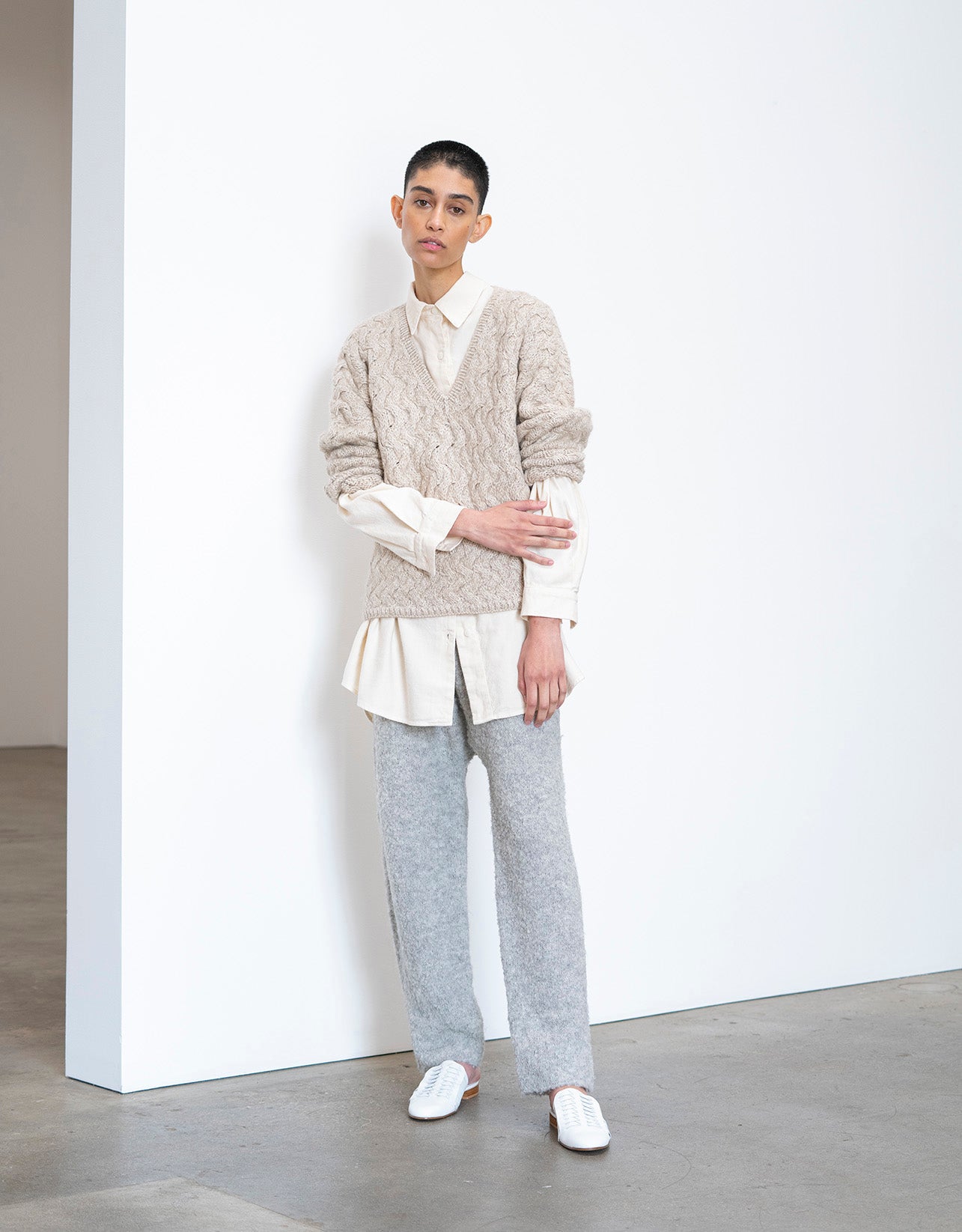 Aiden Light Blue Cable V Neck Sweater