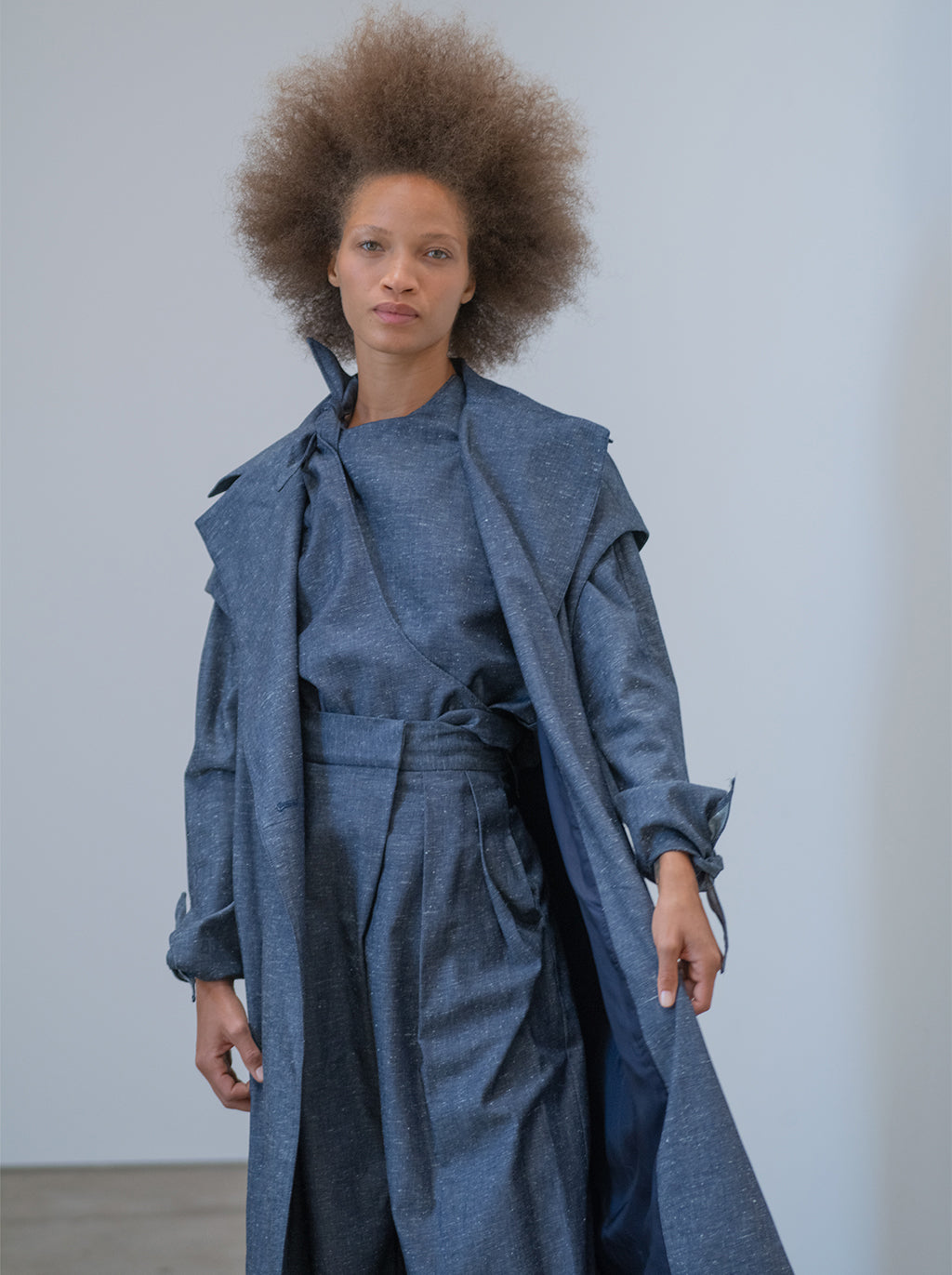 Sleeveless Linen Cocoon Coat