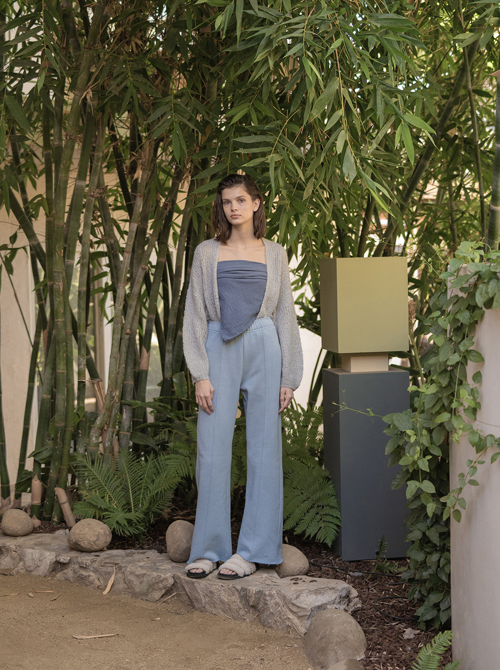 Serena Pant in Japanese Fleece - Chambray