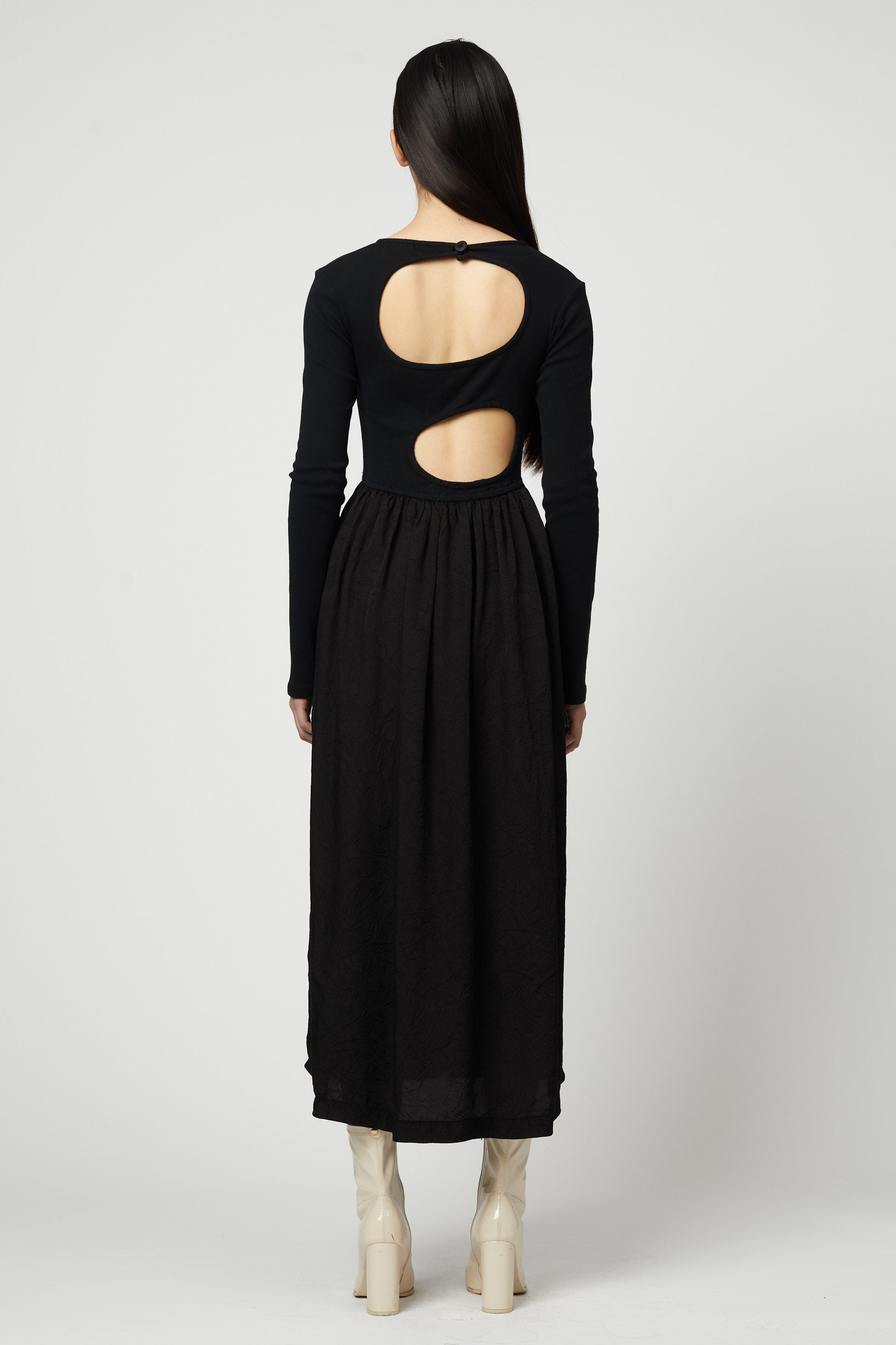 Lublin Dress in Jersey and Crinkled Cupro