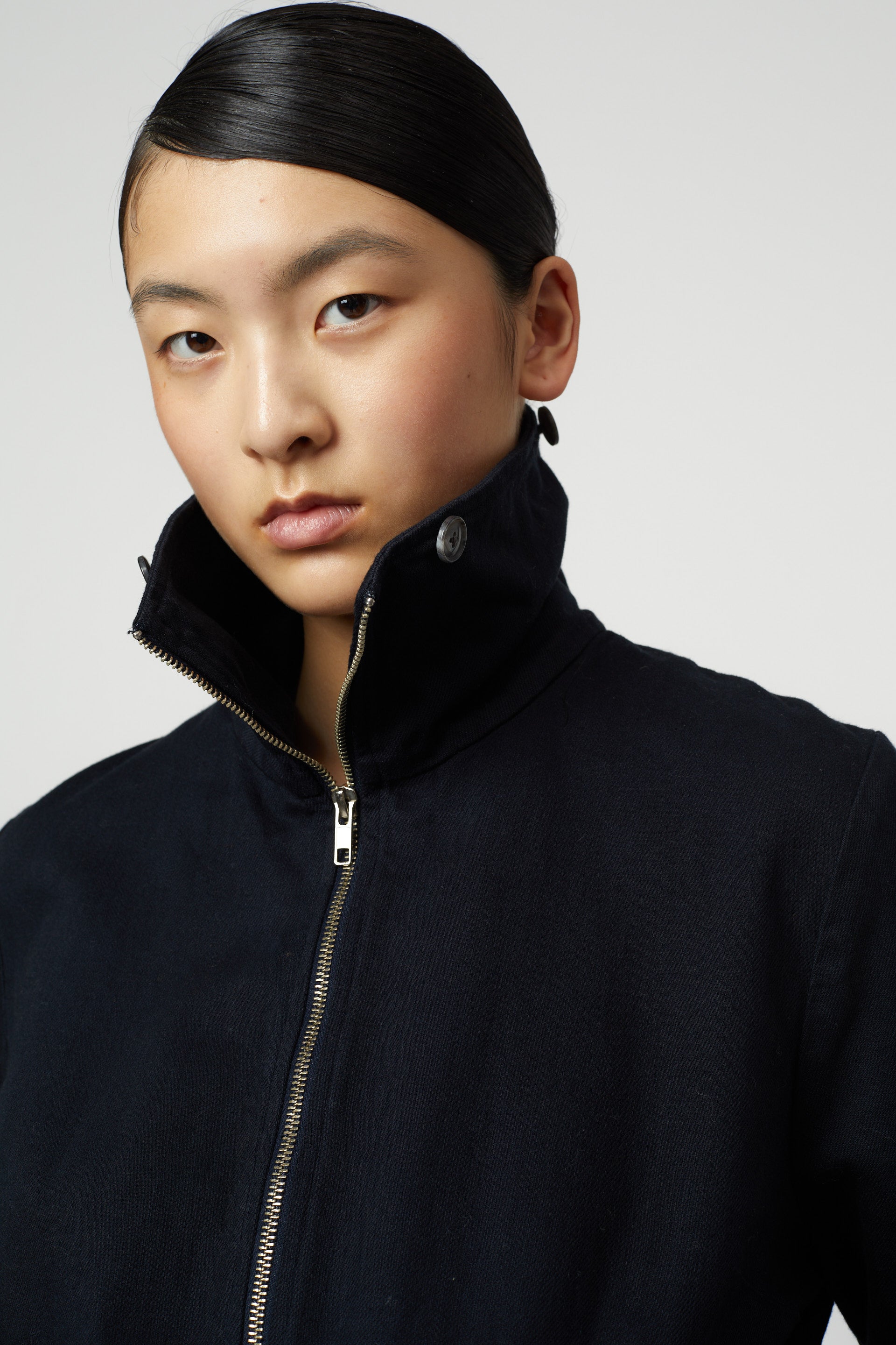 Ollie Crop Twill Bomber with detachable fur collar