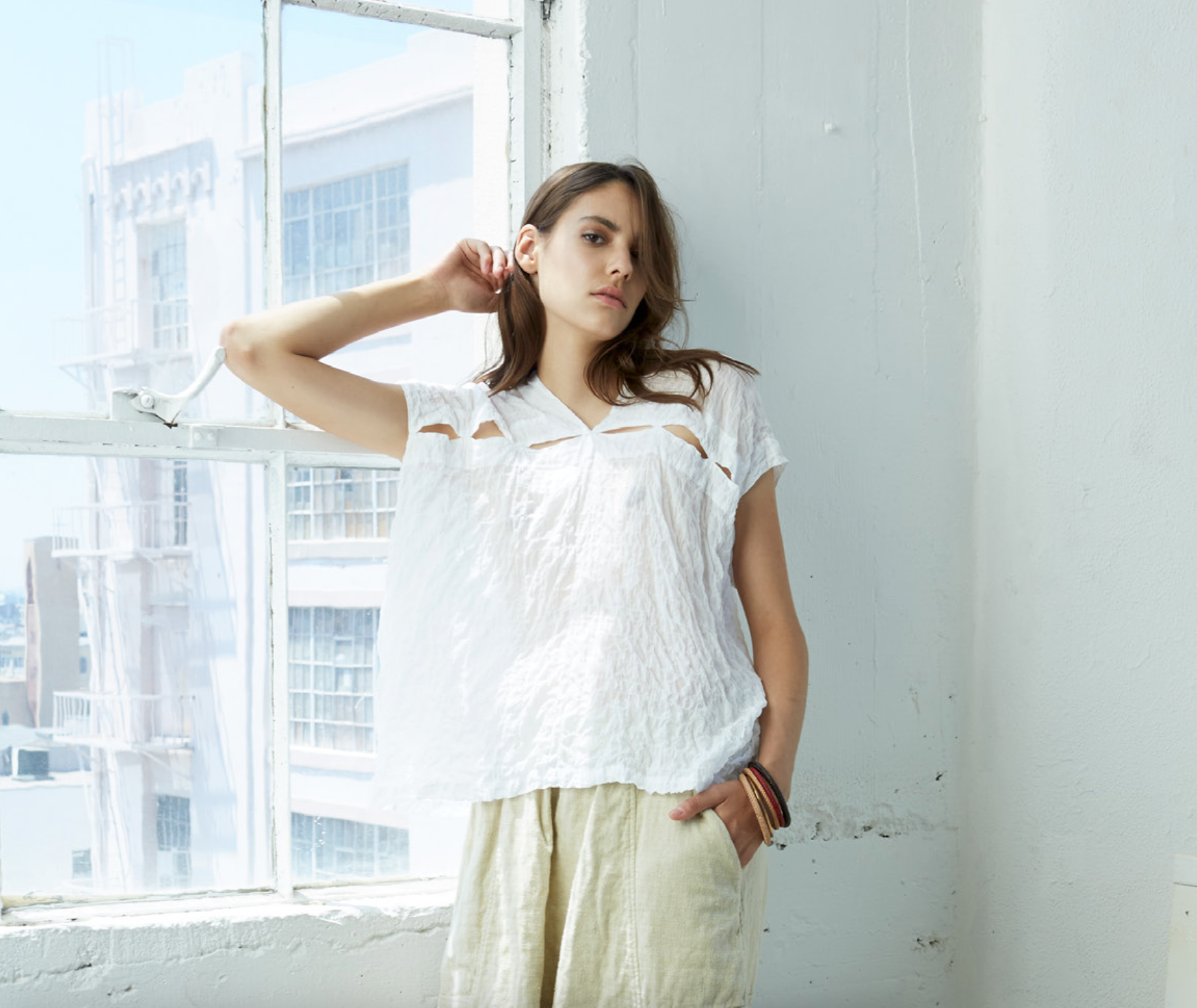 Celeste Top in Wave Cotton