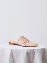 Leather Woven Slides in Sirena