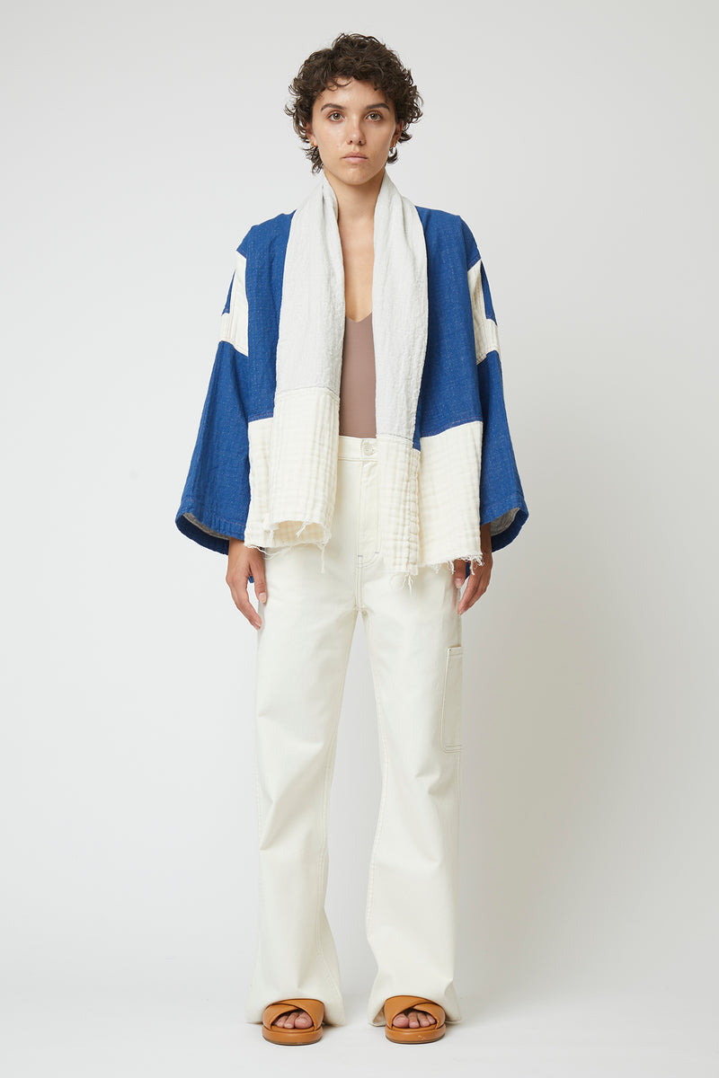 Atelier Delphine Kimono Jacket in Denim/Kinari 5 Layer Gauze – a