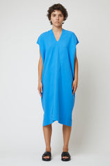 Crescent Dress Long in Crinkled Cotton, Seasonal Color