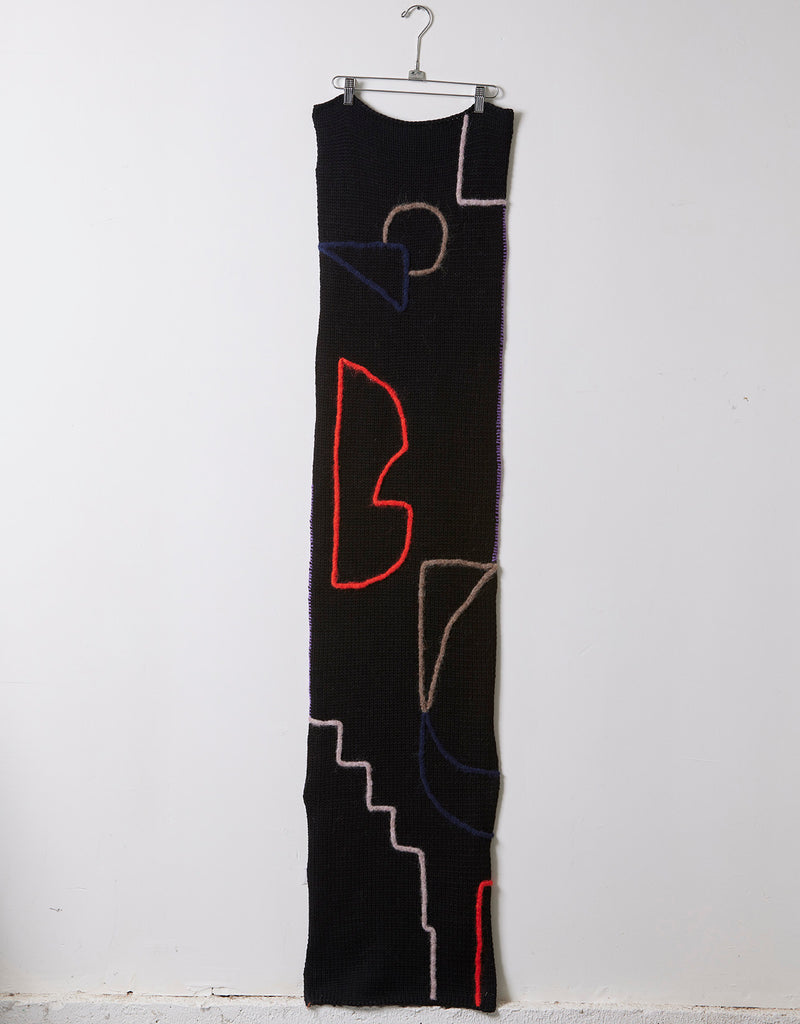 Composition Scarf with Hand Embroidered Detail in Wool and Alpaca